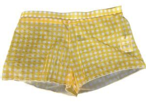 NWT Kendall & Kylie Yellow White Checkered Coverup Shorts, Sz Medium